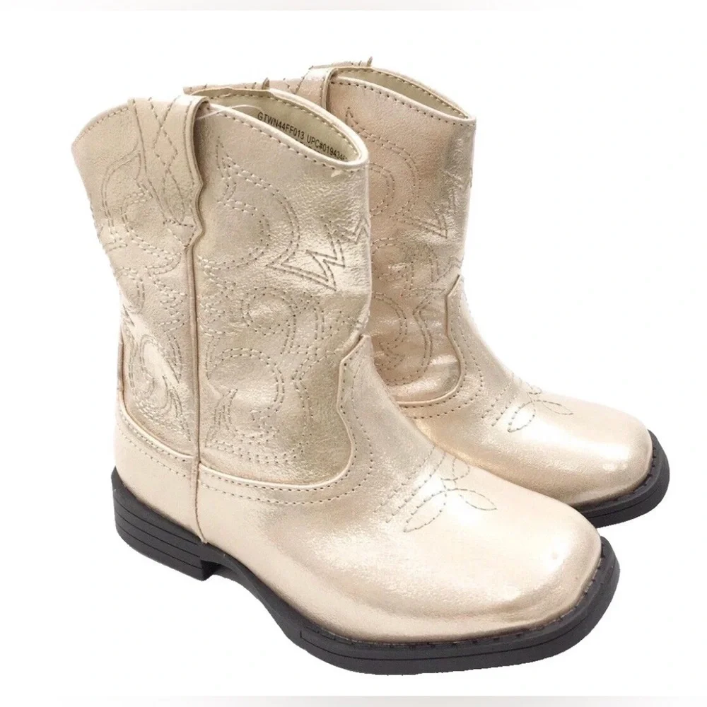 Wonder Nation Toddler Girl Western Cowboy Boots Rose Golden Size 7